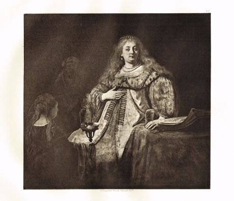 Гравюра Софонисба принимает чашу с ядом. Рембрандт Харменс ван Рейн. Гелиогравюра 1899 год