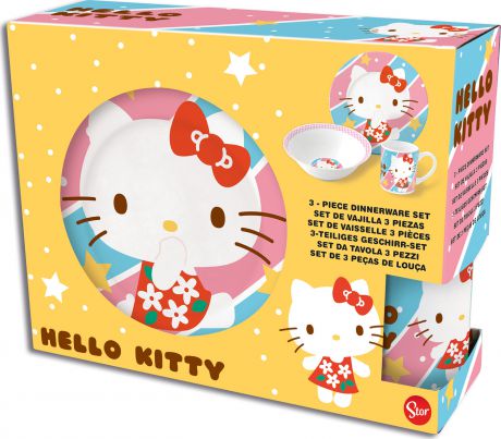 Набор посуды керамической Stor в подарочной упаковке (№4, 3 предмета). Hello Kitty, арт.46285