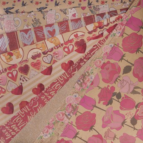 Крафтовая упаковочная бумага Дарите Счастье "Love", 4415708, разноцветный, 50 х 70 см
