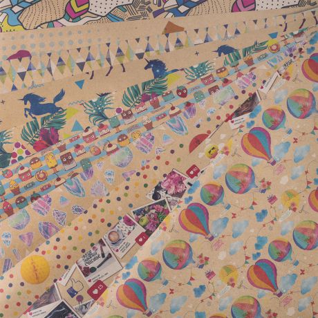 Крафтовая упаковочная бумага Дарите Счастье "В твой чудесный праздник", 4415709, разноцветный, 50 х 70 см