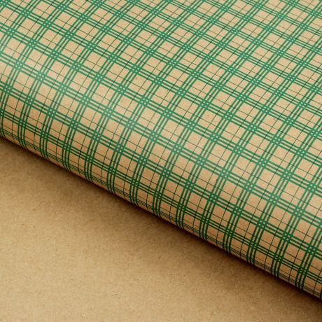 Бумага упаковочная "Клетка Роял", 3759236, зеленый, 72 см х 10 м