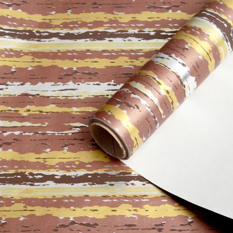 Бумага крафт Bolis "Wood", металлизированная, 3730833, коричневый, желтый, 70 см х 10 м