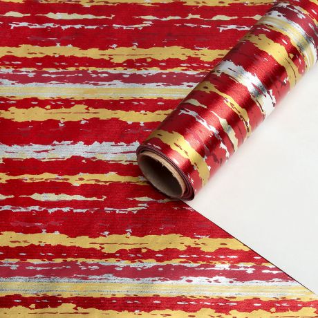 Бумага крафт Bolis "Wood", металлизированная, 3730834, красный, желтый, 70 см х 10 м