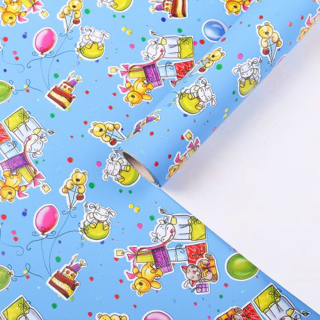 Бумага для декорирования Bolis "Мягкие игрушки", 3730952, разноцветный, 70 см х 10 м