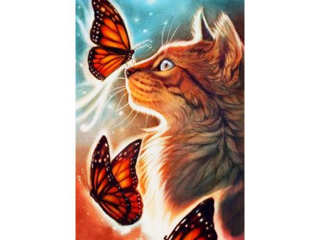 Алмазная мозаика Color KIT "Кошка с бабочками", 40x60 см