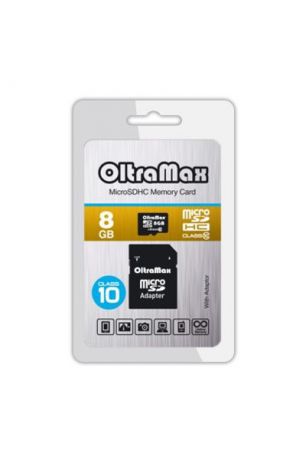 Карта памяти MicroSD 8 GB OltraMax Class 10 + SD адаптер