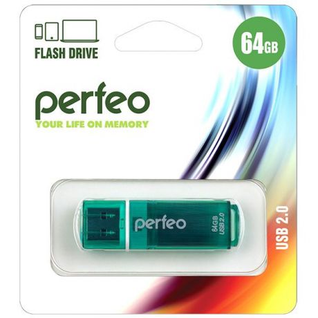 USB Флеш-накопитель Perfeo 64GB C13 зеленый