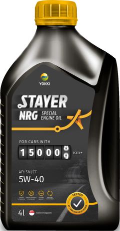 Моторное масло снтетическое для автомобилей с пробегом Stayer NRG 5W40 SN/CF , 1 литр