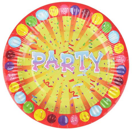 Набор бумажных тарелок Капитан Весельчак "С веселым праздником", разноцветный, диаметр 18,5 см, 10 шт
