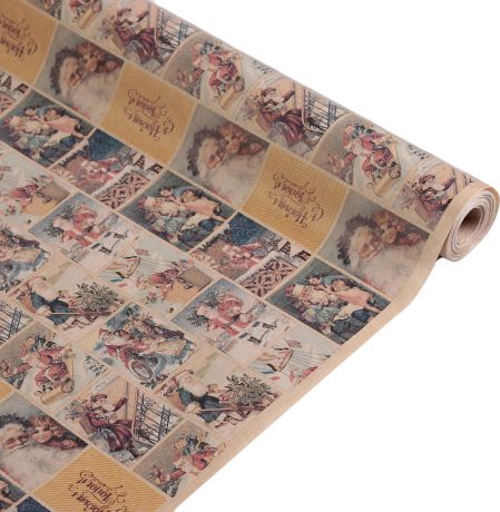 Бумага упаковочная "Открытки с Дедом Морозом", 2811580, разноцветный, 72 см х 10 м
