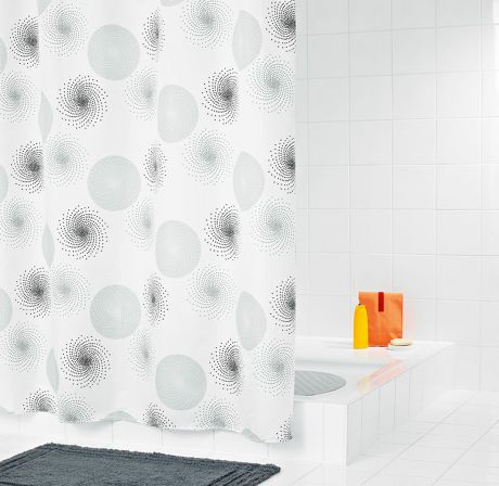 Штора для ванной комнаты Ridder "Hurricane", цвет: белый, серый, 180 х 200 см