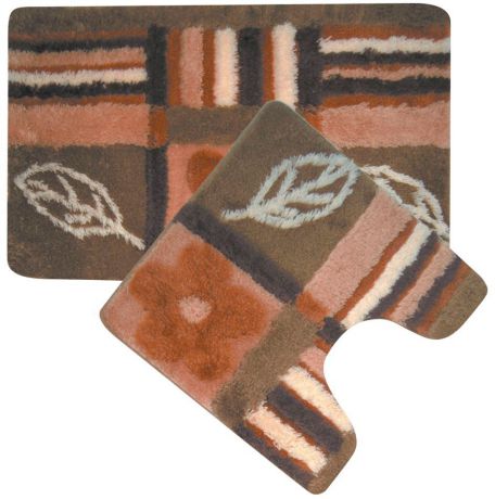 Набор ковриков для ванной Iddis "Nature Solo", цвет: коричневый, 50 х 80 см, 50 х 50 см, 2 шт