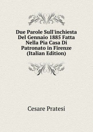 Cesare Pratesi Due Parole Sull.inchiesta Del Gennaio 1885 Fatta Nella Pia Casa Di Patronato in Firenze (Italian Edition)