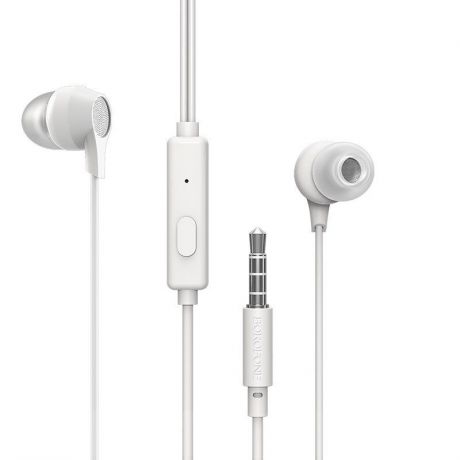 Наушники Borofone BM28 Tender sound universal earphones with mic White