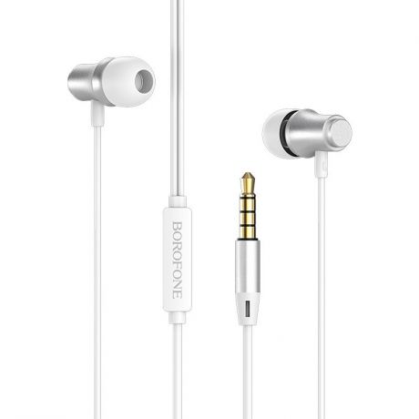 Наушники Borofone BM29 Gratified Universal earphones with mic Silver
