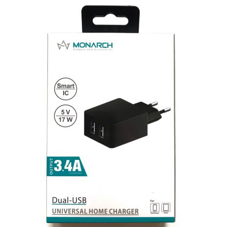 Универсальное зарядное устройство Monarch 3.4A Dual USB