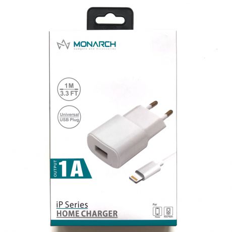 Зарядное устройство 1A Monarch c кабелем для Iphone