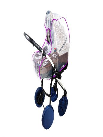 Дождевик на коляску-люльку (фиолетовая окантовка, толщ. 40мкм.) Teggy
