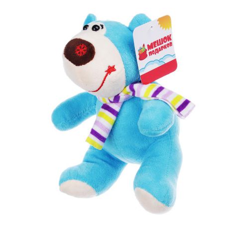Мягкая игрушка МЕШОК ПОДАРКОВ в виде Медведя в шарфе, 21см, полиэстер, 4-8 цветов