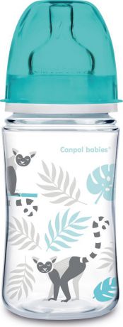Бутылочка для кормления Canpol Babies Jungle EasyStart, антиколиковая, с широким горлышком, 3+ месяцев, серый, 240 мл
