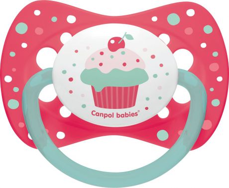 Пустышка Canpol Babies Cupcake, симметричная, 6-18 месяцев, розовый