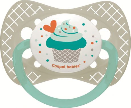 Пустышка Canpol Babies Cupcake, симметричная, 6-18 месяцев, серый