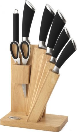 Набор кухонных ножей Bohmann, на подставке, 5071BH, черный, 8 предметов