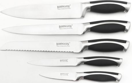 Набор кухонных ножей Bohmann, на подставке, 5044BH, черный, 6 предметов