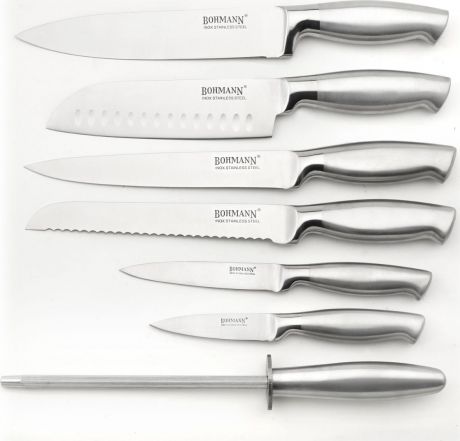 Набор кухонных ножей Bohmann, на подставке, 5041BH, серебристый, 8 предметов