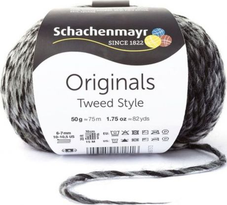 Пряжа для вязания Schachenmayr Originals Tweed Style, черный твид (00080), 75 м, 50 г