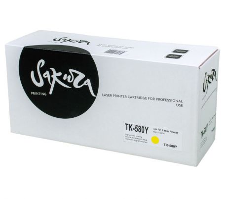 Картридж SAKURA TK580Y для Kyocera Mita FS-5150DN/5250DN, желтый, 2800 к.