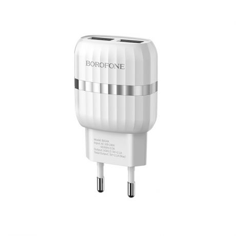 Сетевое зарядное устройство Borofone BA24A Vigour dual port charger set (Lightning) (EU) White