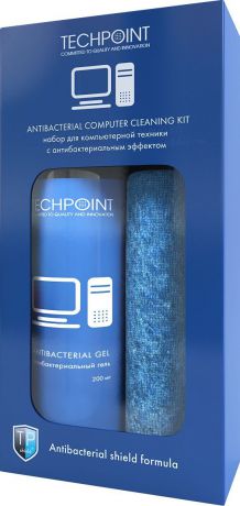Набор "Techpoint": гель, салфетка для ухода за компьютерной техникой, с антибактериальным эффектом
