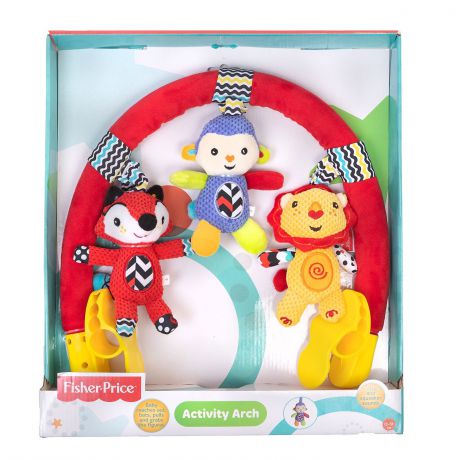 201072 арка погремушка Fisher Price, плюшевая игрушка для детей, игровая развивающая, цвет: красный