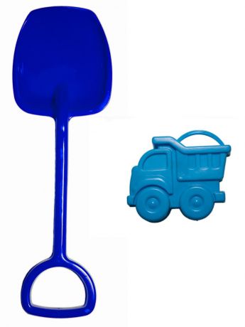 8287 Набор лопатка 48 см. + формочка (машинка), синяя лопатка, голубая формочка