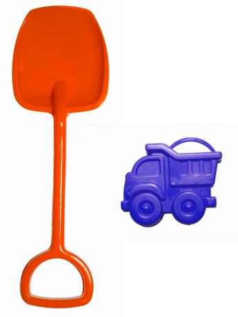 8287 Набор лопатка 48 см. + формочка (машинка), оранжевая лопатка, синяя формочка