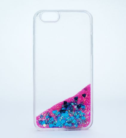Чехол Nuobi HS для Iphone 7/8 Plus, Блестящие сердечки, розово-синие, Прозрачный