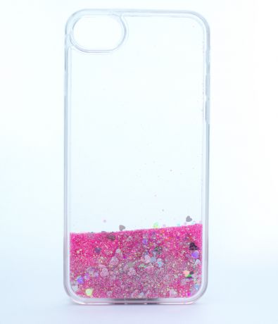 Чехол Nuobi HS для Iphone 7/8 Plus,Блестящие сердечки, розовые, Прозрачный