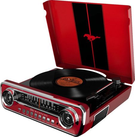 Проигрыватель виниловых дисков iON Mustang Lp, с радио IONmust-r, red