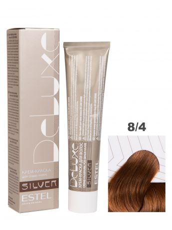 Краска-уход DE LUXE SILVER для окрашивания волос ESTEL PROFESSIONAL 8/4 светло-русый медный 60 мл
