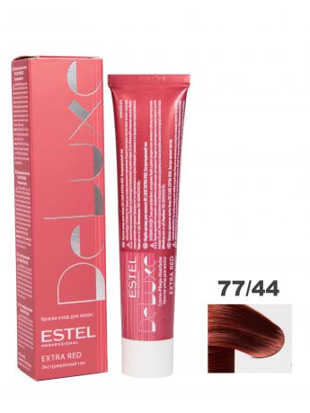 Краска-уход DE LUXE EXTRA RED для окрашивания волос ESTEL PROFESSIONAL 77/44 русый медный интенсивный 60 мл