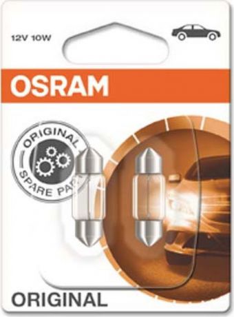 Лампа автомобильная Osram C10W (SV8.5/8) 31 мм 12V, 643802B, 2 шт