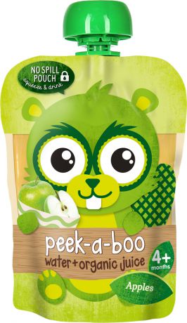 Сок Peek-a-boo, из органических яблок прямого отжима с очищенной водой, с 4 месяцев, 150 мл