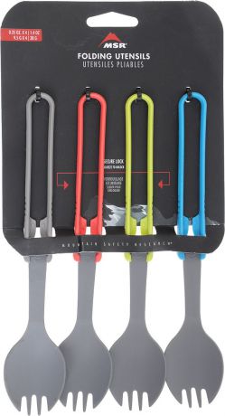 Набор походной посуды MSR Folding Spork Kit, 03170, серый, красный, синий, зеленый, 4 шт