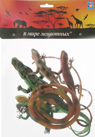 Игровой набор 1TOY В мире животных Ящерицы, Т50531, 15 см, 6 шт