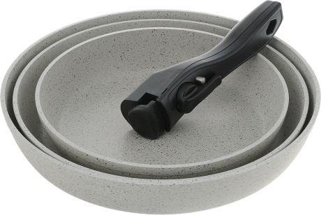 Набор посуды "Travola", с мраморным покрытием, цвет: серый, 4 предмета