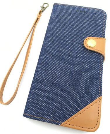 Чехол для сотового телефона Мобильная мода Samsung S8 Plus Чехол-книжка джинсовый стиль с ремешком, заклепкой и отделом для карт, синий
