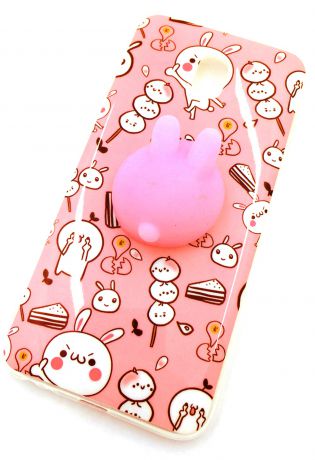 Чехол для сотового телефона Мобильная мода Samsung J3 2017 Накладка, мягкий 3D принт, антистресс, зайчик, розовый