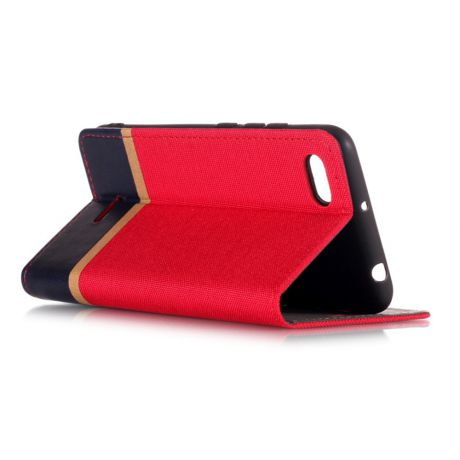 Чехол для сотового телефона Мобильная Мода Xiaomi Redmi 6A Чехол-книжка силиконовая с отделом для карт Half, красный