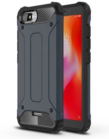 Чехол для сотового телефона Мобильная Мода Xiaomi Redmi 6A Накладка противоударная с усиленными углами, темно-серый
